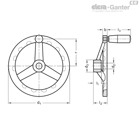 GN 949-D Handwheels With revolving handle | Elesa+Ganter